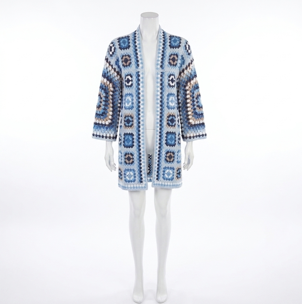 NEW CHARLIE B long crochet cardigan in denim